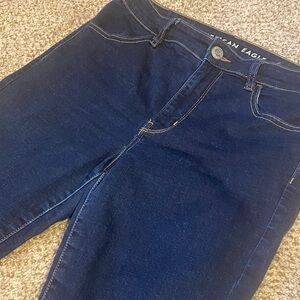 American Eagle Women's Dark Blue Hi-Rise Super Stretch Jeggings. 12 Short